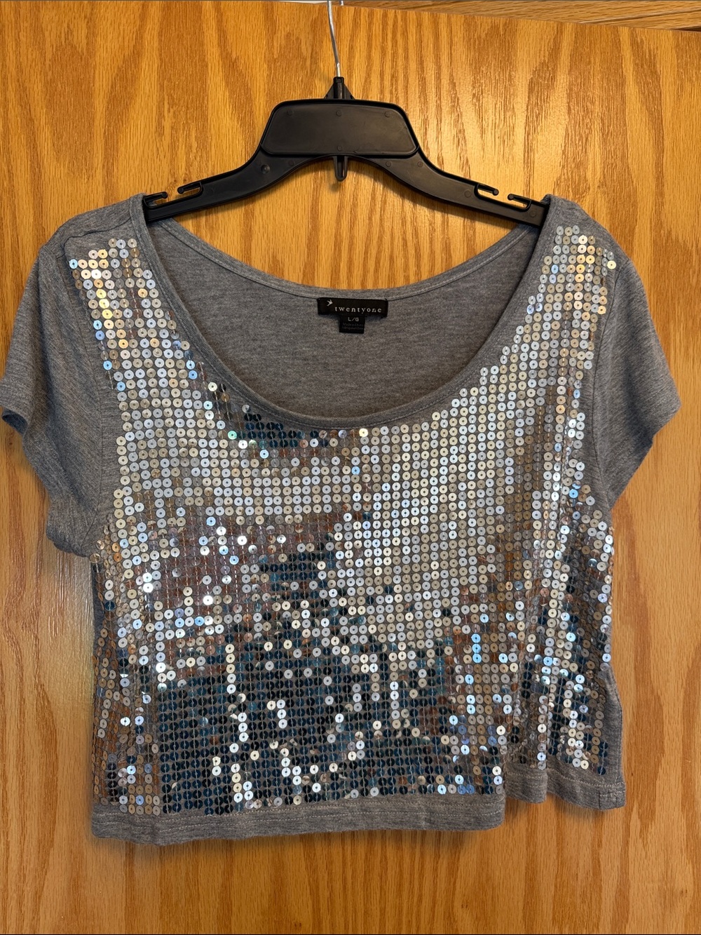 Forever 21 Silver Sequin Gray Crop Top